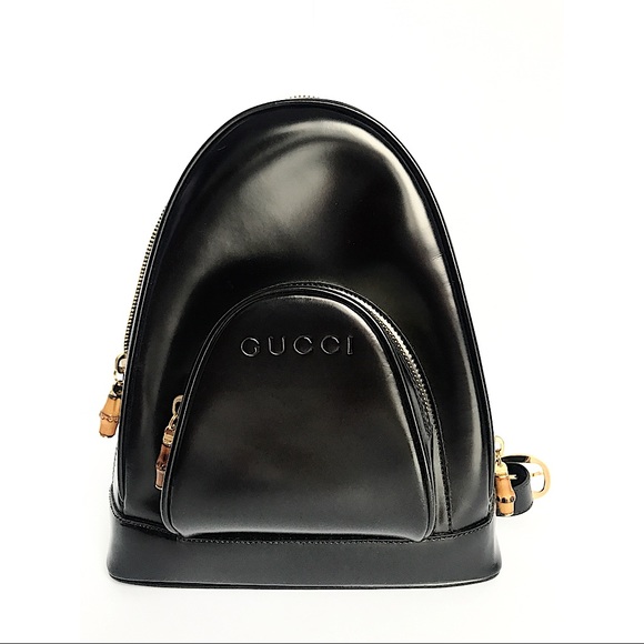 Gucci Handbags - Gucci Vintage Mini Leather Backpack Bamboo Accents